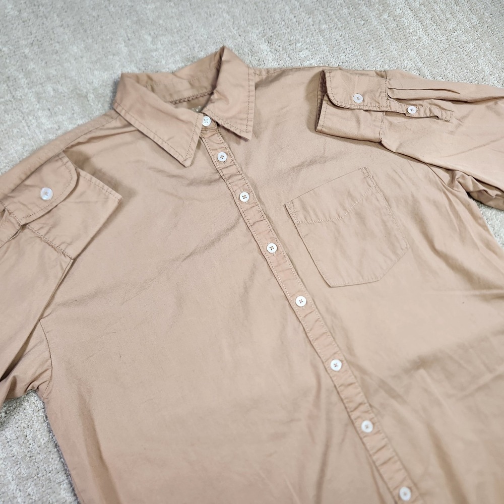 Maeve Shirt Women XS Anthropologie Bennet Button Up Brown Blouse Tunic‎